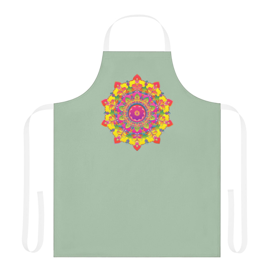 Mandala Art Apron - Sage Green, Hand - Drawn All Over Prints - Blululi