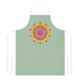 Mandala Art Apron - Sage Green, Hand - Drawn All Over Prints - Blululi