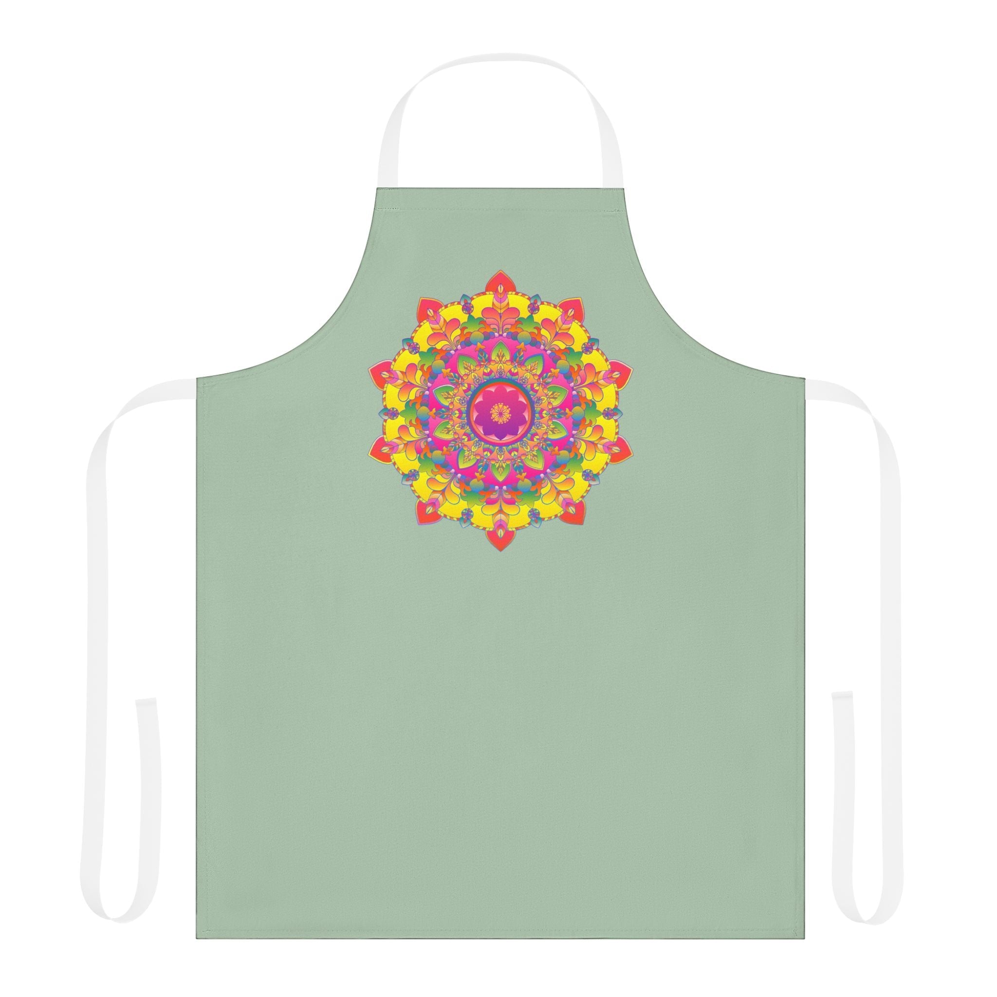 Mandala Art Apron - Sage Green, Hand - Drawn All Over Prints - Blululi