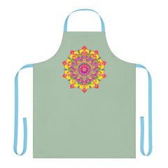 Mandala Art Apron - Sage Green, Hand - Drawn All Over Prints - Blululi
