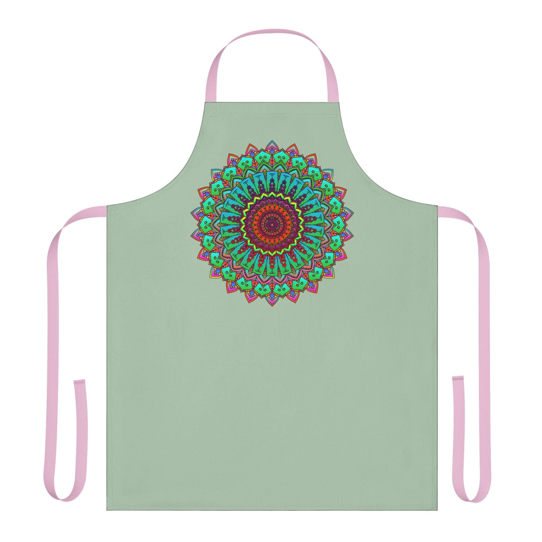 Mandala Art Apron - Sage Green - Hand Drawn All Over Prints - Blululi