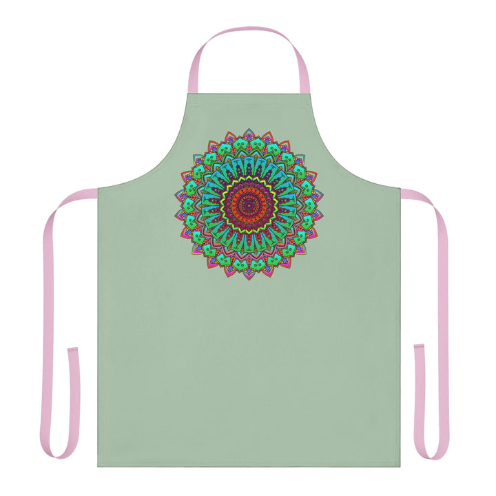 Mandala Art Apron - Sage Green - Hand Drawn All Over Prints - Blululi