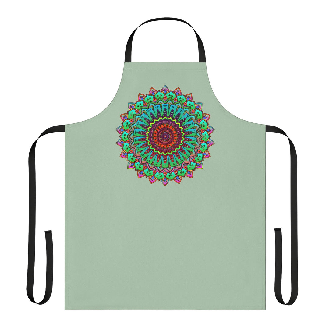 Mandala Art Apron - Sage Green - Hand Drawn All Over Prints - Blululi