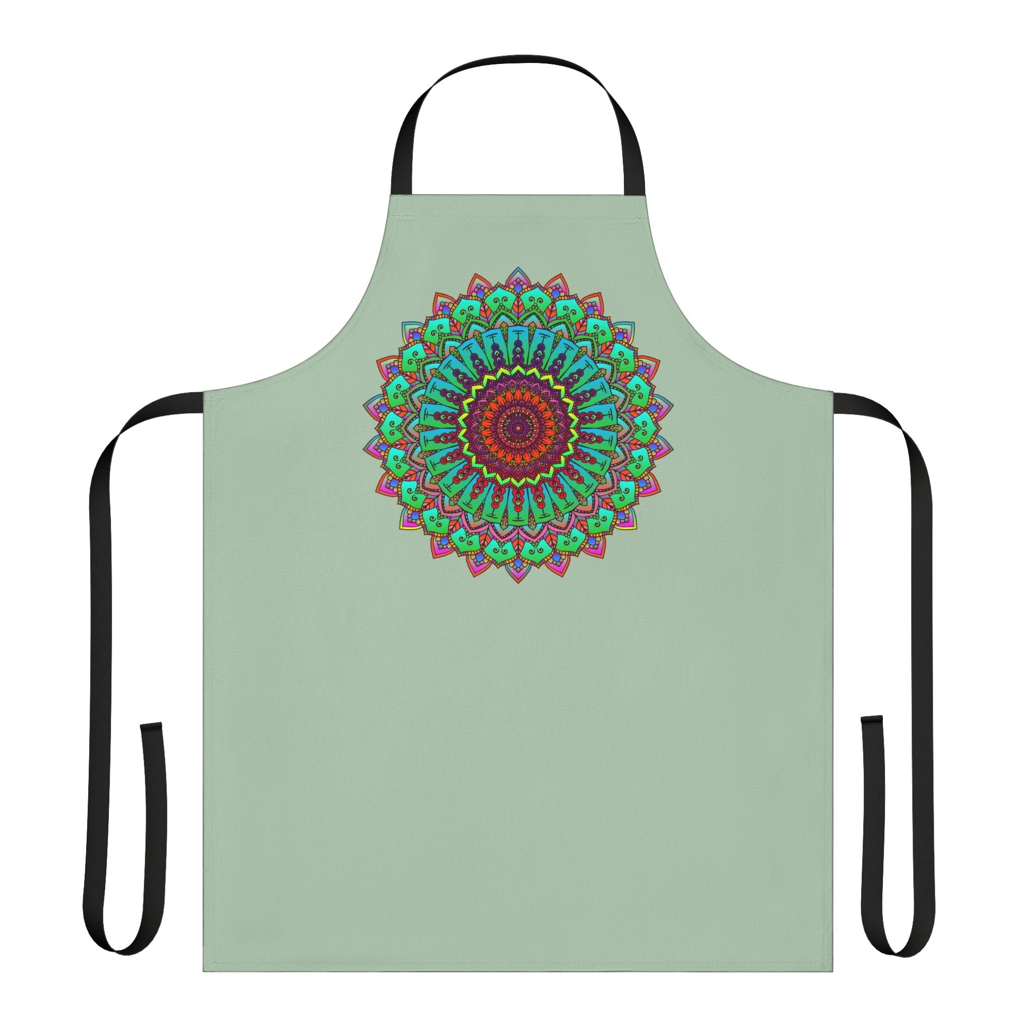 Mandala Art Apron - Sage Green - Hand Drawn All Over Prints - Blululi