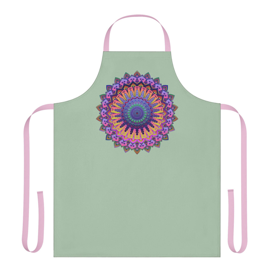 Mandala Art Apron - Sage Green, Hand - Drawn All Over Prints - Blululi