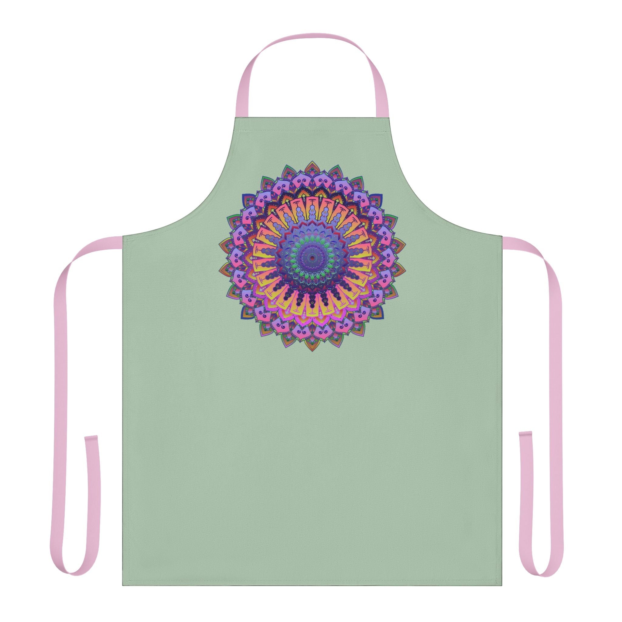 Mandala Art Apron - Sage Green, Hand - Drawn All Over Prints - Blululi