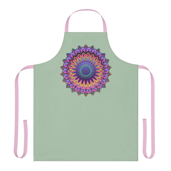 Mandala Art Apron - Sage Green, Hand - Drawn All Over Prints - Blululi