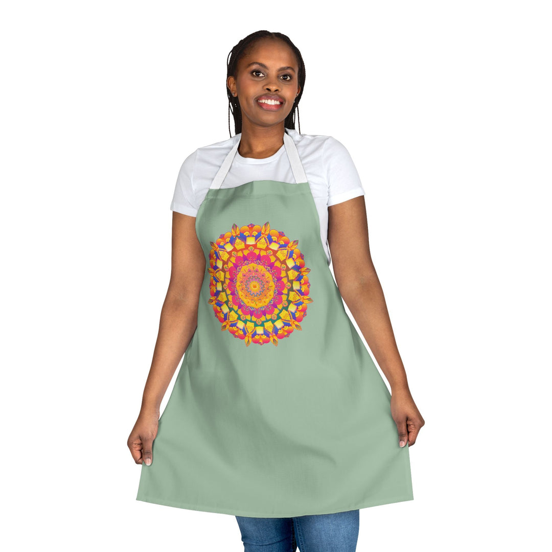 Mandala Art Apron - Sage Green - Hand Drawn All Over Prints - Blululi