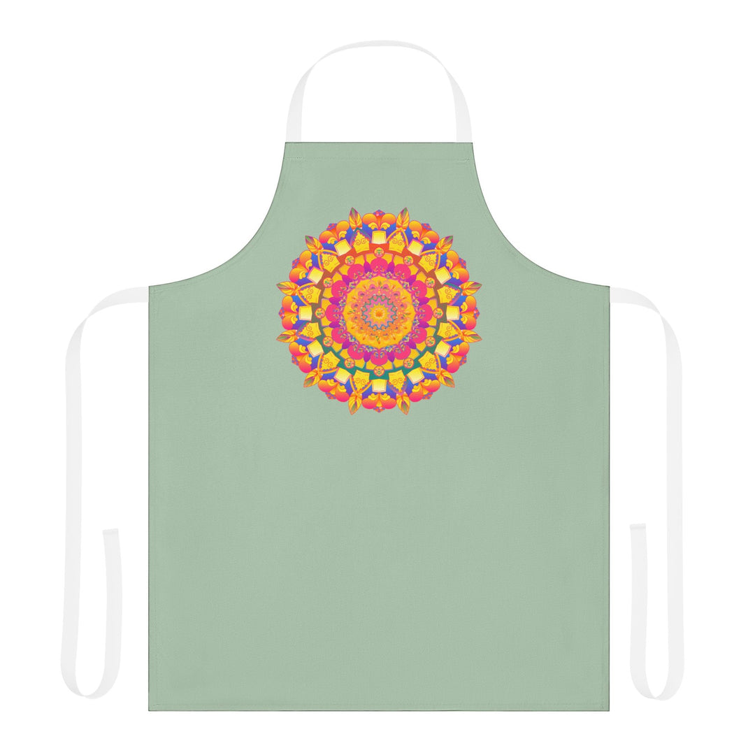 Mandala Art Apron - Sage Green - Hand Drawn All Over Prints - Blululi