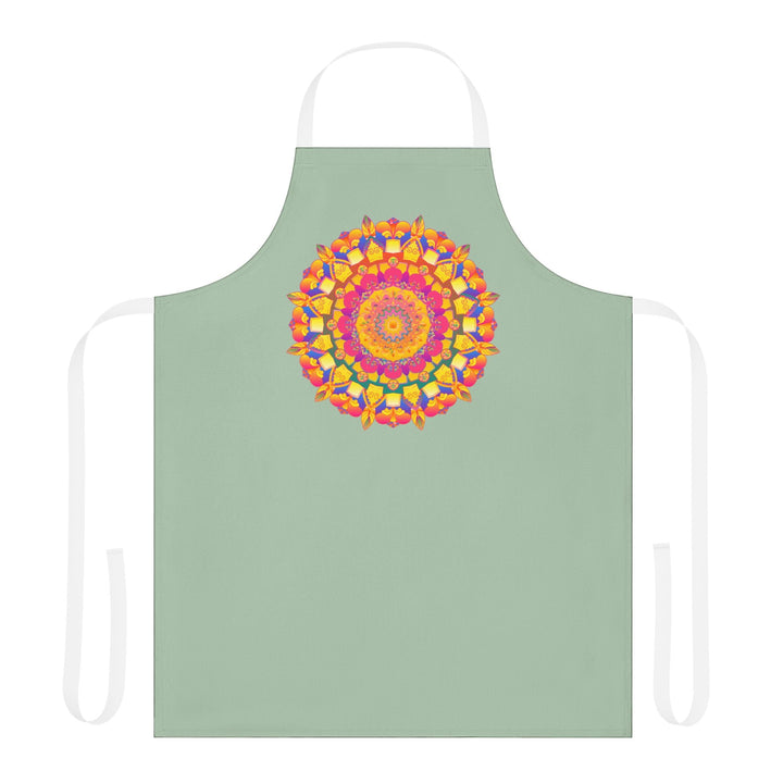 Mandala Art Apron - Sage Green - Hand Drawn All Over Prints - Blululi