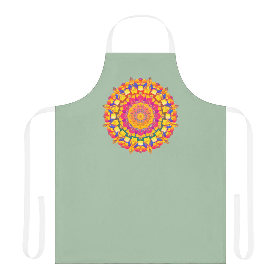 Mandala Art Apron - Sage Green - Hand Drawn All Over Prints - Blululi