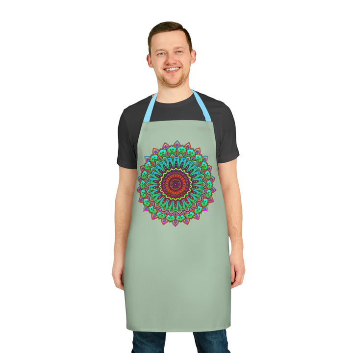 Mandala Art Apron - Sage Green - Hand Drawn All Over Prints - Blululi