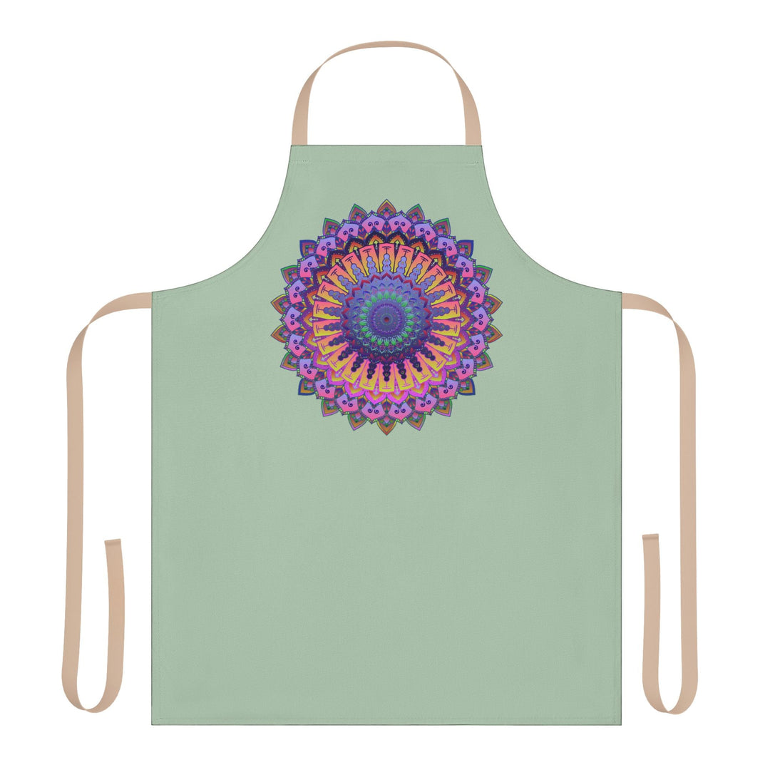 Mandala Art Apron - Sage Green, Hand - Drawn All Over Prints - Blululi