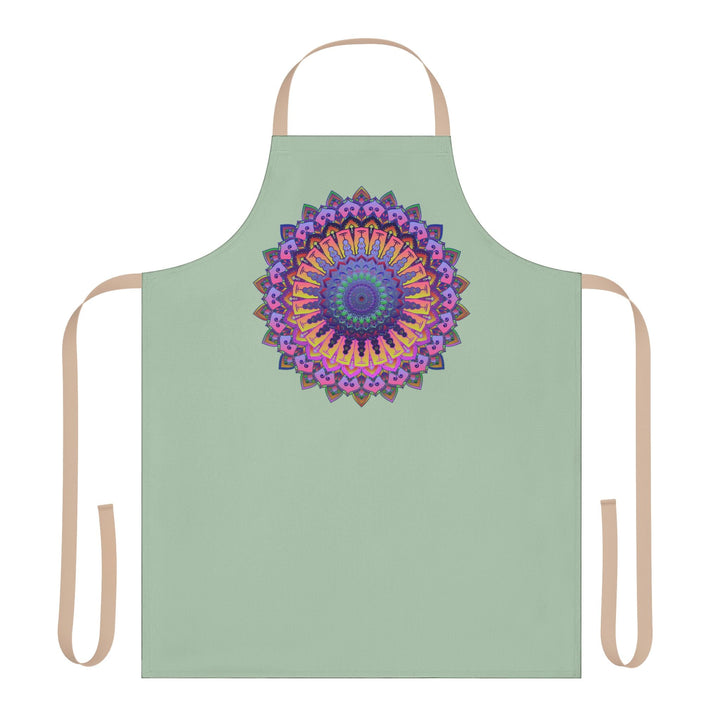 Mandala Art Apron - Sage Green, Hand - Drawn All Over Prints - Blululi