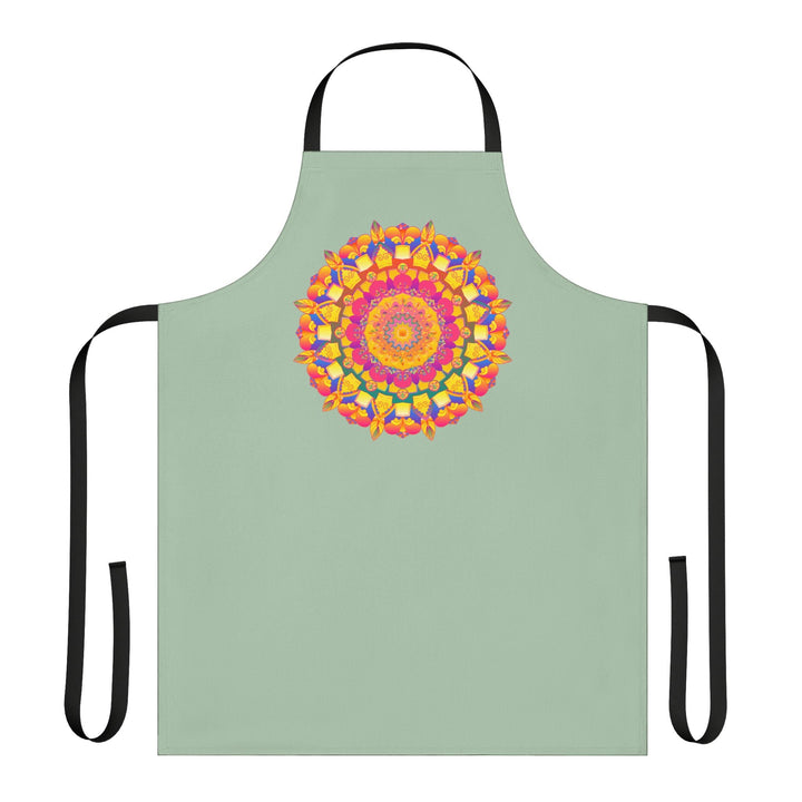 Mandala Art Apron - Sage Green - Hand Drawn All Over Prints - Blululi