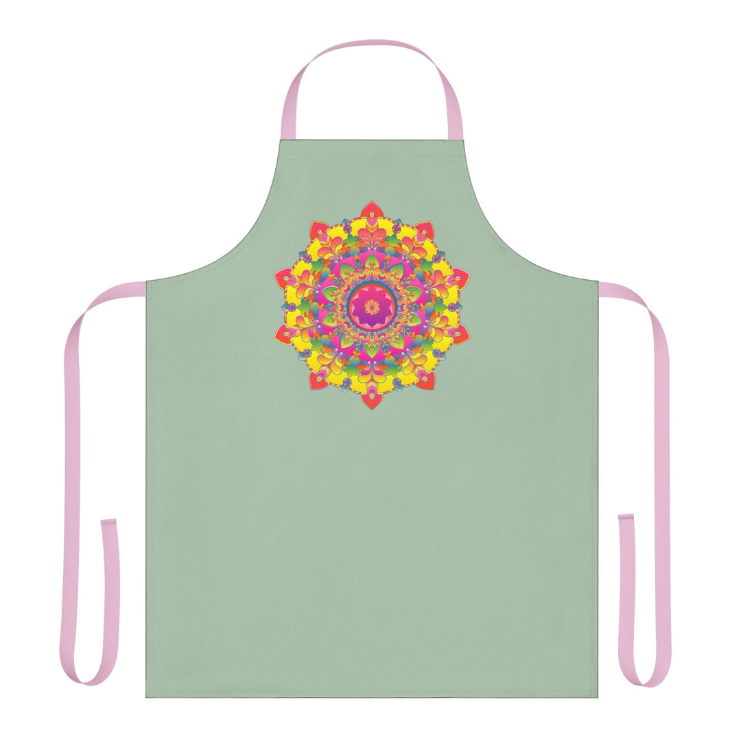 Mandala Art Apron - Sage Green, Hand - Drawn All Over Prints - Blululi