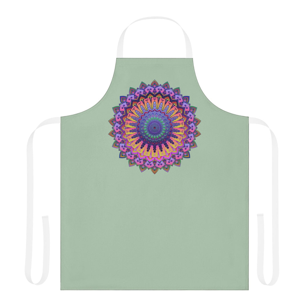 Mandala Art Apron - Sage Green, Hand - Drawn All Over Prints - Blululi