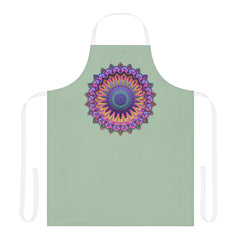 Mandala Art Apron - Sage Green, Hand - Drawn All Over Prints - Blululi