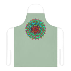 Mandala Art Apron - Sage Green - Hand Drawn All Over Prints - Blululi