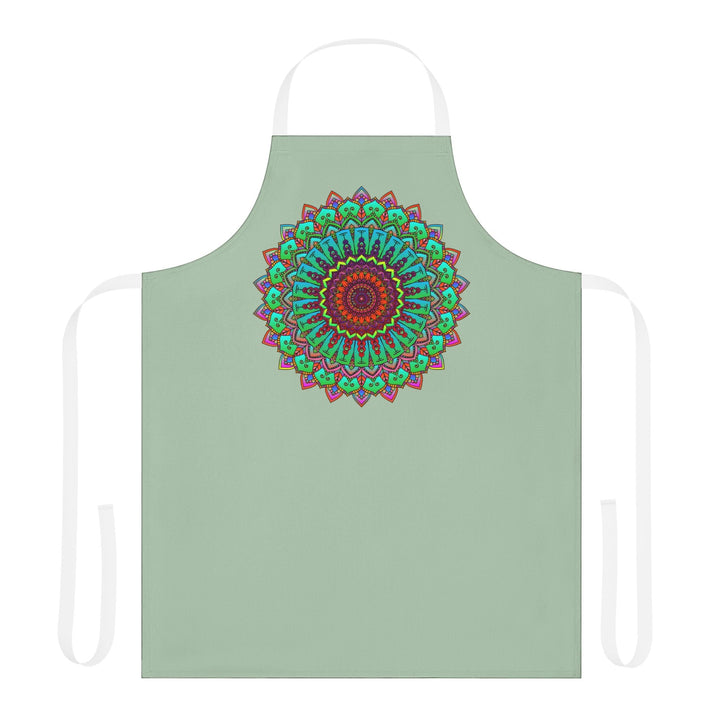 Mandala Art Apron - Sage Green - Hand Drawn All Over Prints - Blululi