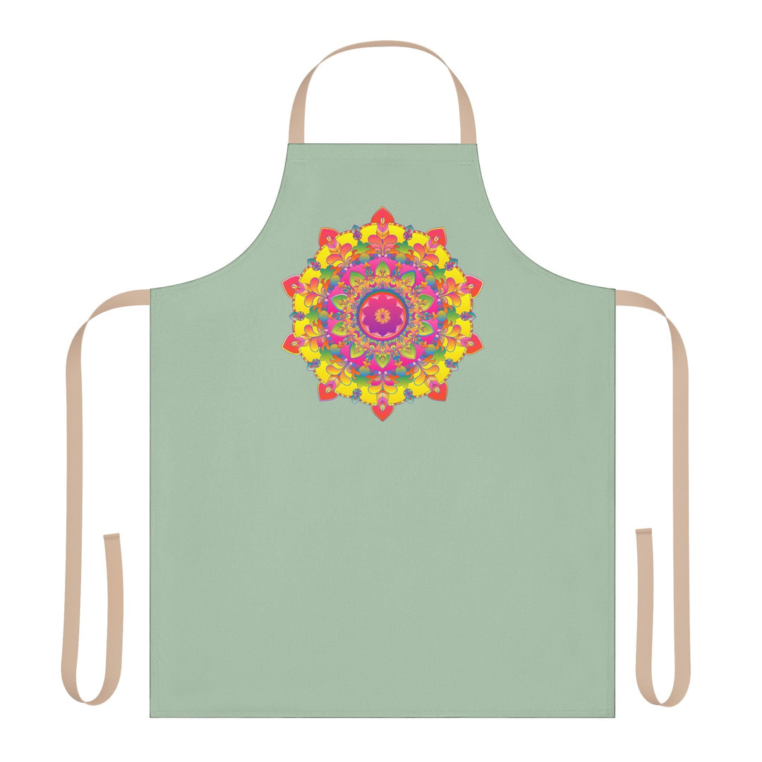 Mandala Art Apron - Sage Green, Hand - Drawn All Over Prints - Blululi