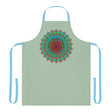 Mandala Art Apron - Sage Green - Hand Drawn All Over Prints - Blululi