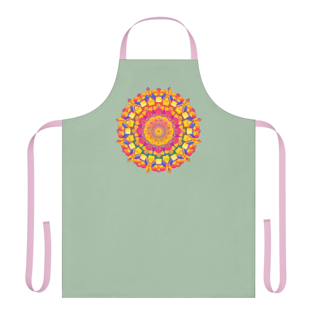 Mandala Art Apron - Sage Green - Hand Drawn All Over Prints - Blululi