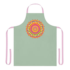 Mandala Art Apron - Sage Green - Hand Drawn All Over Prints - Blululi