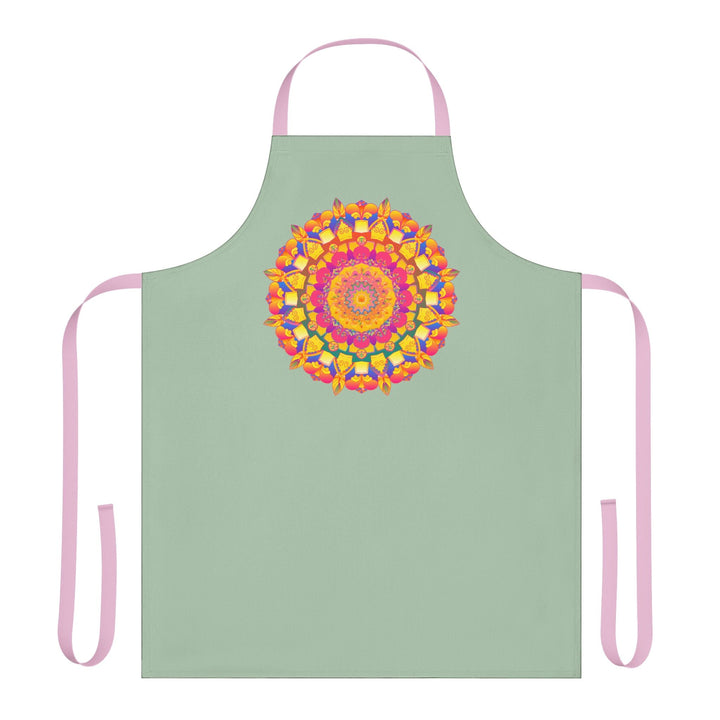 Mandala Art Apron - Sage Green - Hand Drawn All Over Prints - Blululi