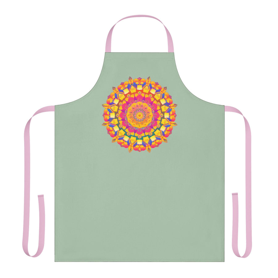 Mandala Art Apron - Sage Green - Hand Drawn All Over Prints - Blululi