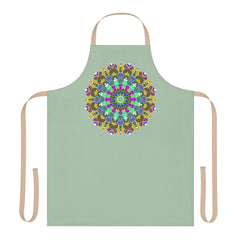 Mandala Art Apron - Sage Green, Hand - Drawn Design All Over Prints - Blululi