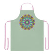 Mandala Art Apron - Sage Green, Hand - Drawn Design All Over Prints - Blululi