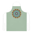 Mandala Art Apron - Sage Green, Hand - Drawn Design All Over Prints - Blululi
