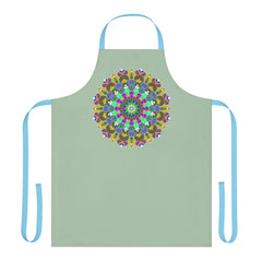Mandala Art Apron - Sage Green, Hand - Drawn Design All Over Prints - Blululi