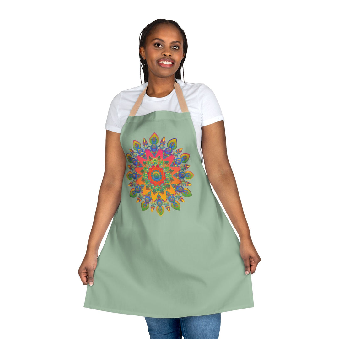 Mandala Art Apron - Sage Green | Kitchen Decor All Over Prints - Blululi