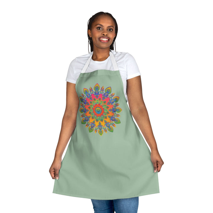 Mandala Art Apron - Sage Green | Kitchen Decor All Over Prints - Blululi