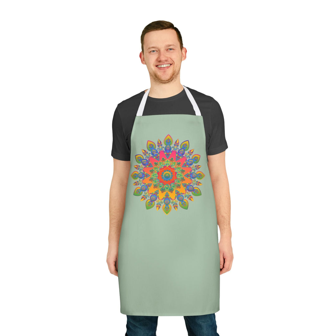 Mandala Art Apron - Sage Green | Kitchen Decor All Over Prints - Blululi