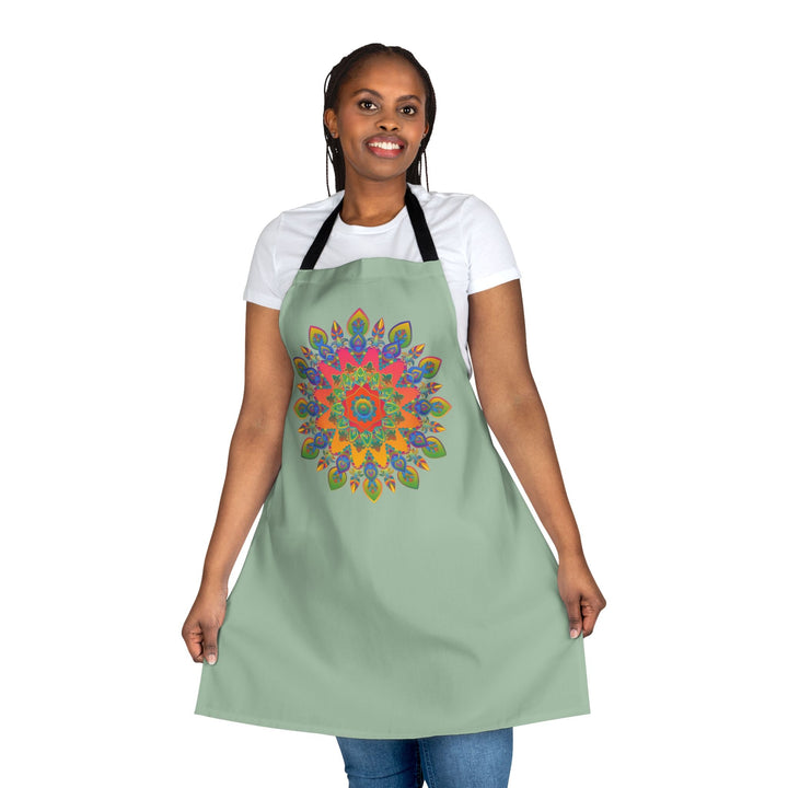 Mandala Art Apron - Sage Green | Kitchen Decor All Over Prints - Blululi