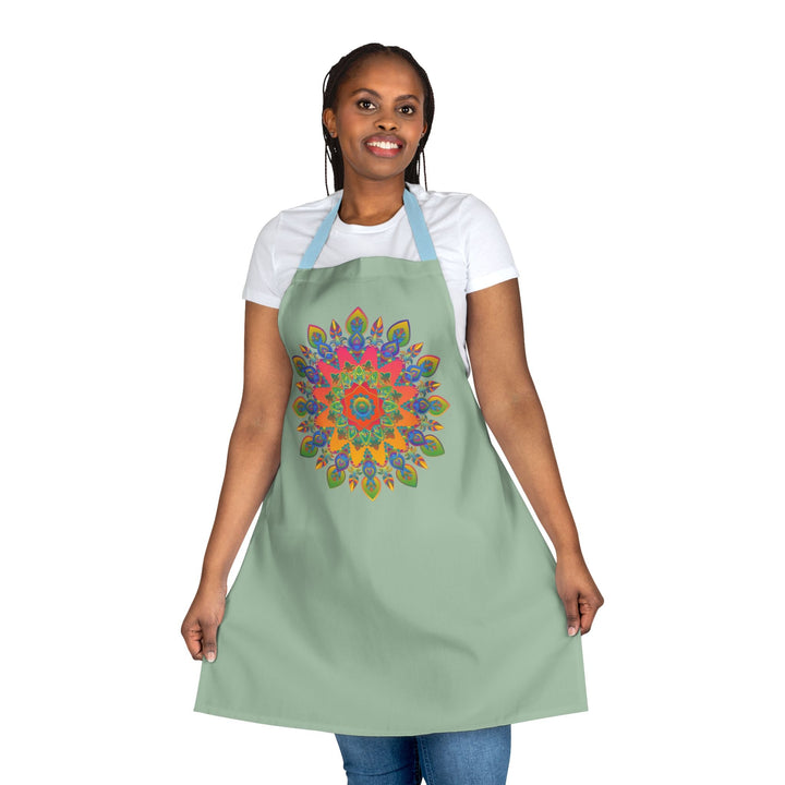 Mandala Art Apron - Sage Green | Kitchen Decor All Over Prints - Blululi