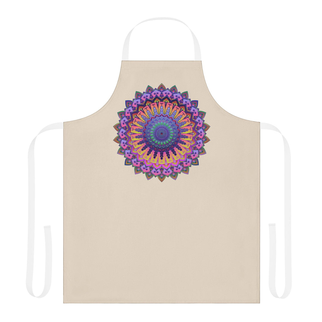 Mandala Art Apron - Vibrant Colors, Beige All Over Prints - Blululi