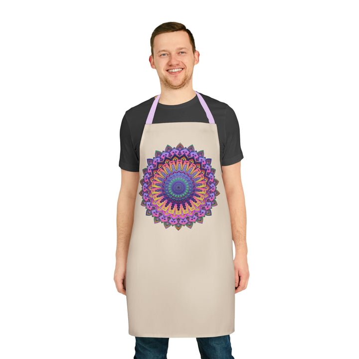 Mandala Art Apron - Vibrant Colors, Beige All Over Prints - Blululi