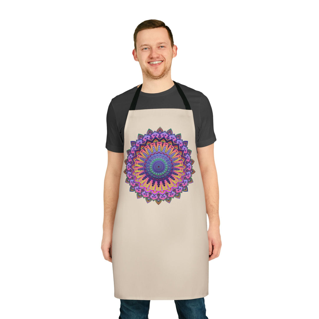 Mandala Art Apron - Vibrant Colors, Beige All Over Prints - Blululi