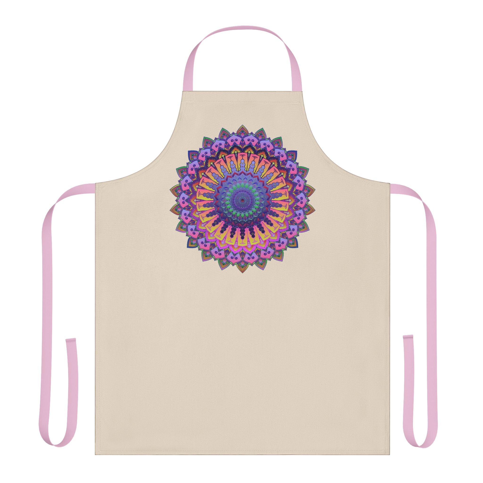 Mandala Art Apron - Vibrant Colors, Beige All Over Prints - Blululi