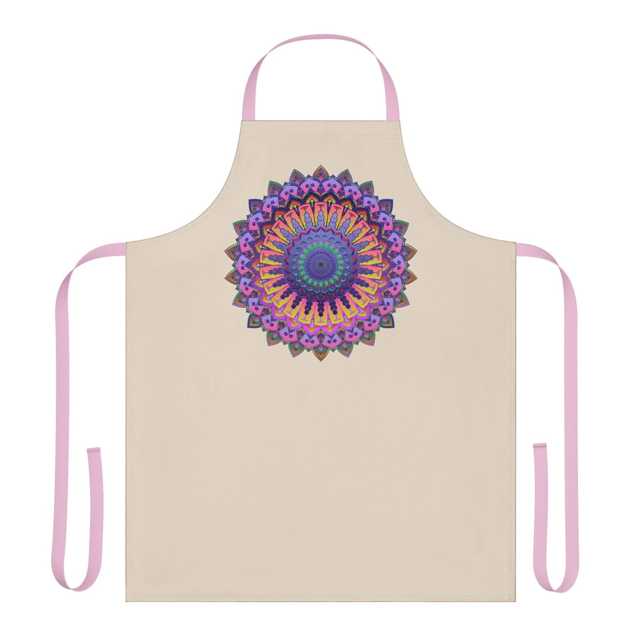 Mandala Art Apron - Vibrant Colors, Beige All Over Prints - Blululi