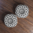 Mandala Art Black and White Floor Cushion - Tufted Floor Pillow, Round - Blululi