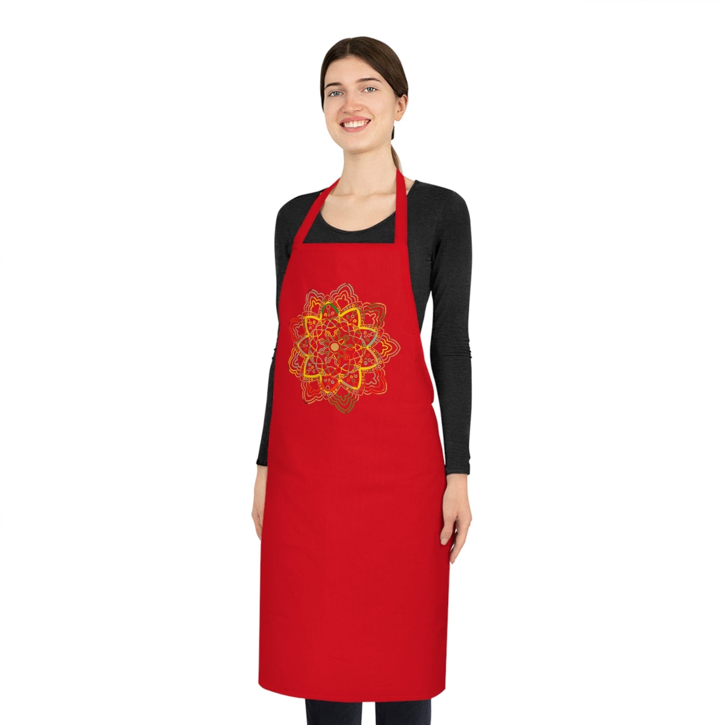 Mandala Art Cotton Apron with Hand - Drawn Mandalas - Perfect for Chefs and Home Cooks - Blululi