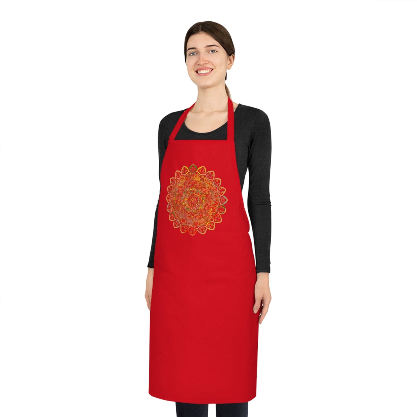 Mandala Art Cotton Apron with Hand - Drawn Mandalas - Perfect for Chefs and Home Cooks - Blululi