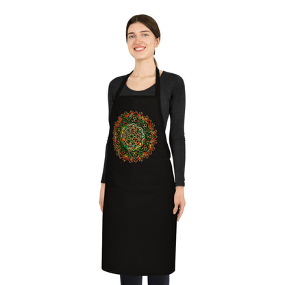 Mandala Art Cotton Apron with Hand - Drawn Mandalas - Perfect for Chefs and Home Cooks - Blululi