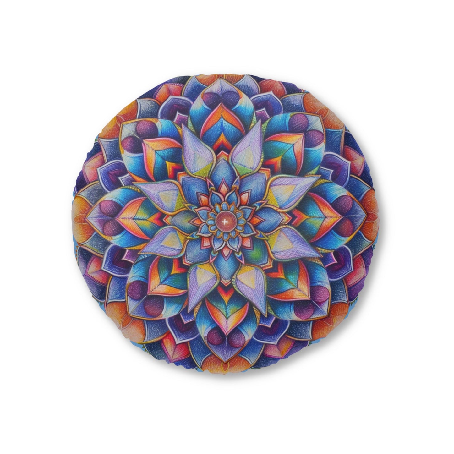 Mandala Art Floor Cushion Beautiful - Tufted Floor Pillow, Round - Blululi