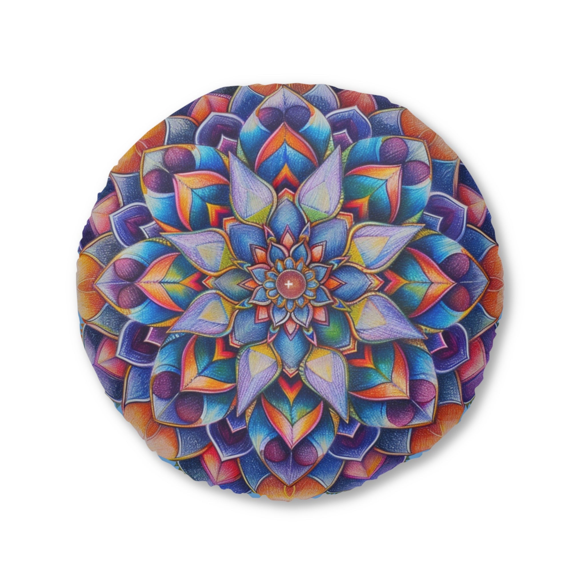 Mandala Art Floor Cushion Beautiful - Tufted Floor Pillow, Round - Blululi